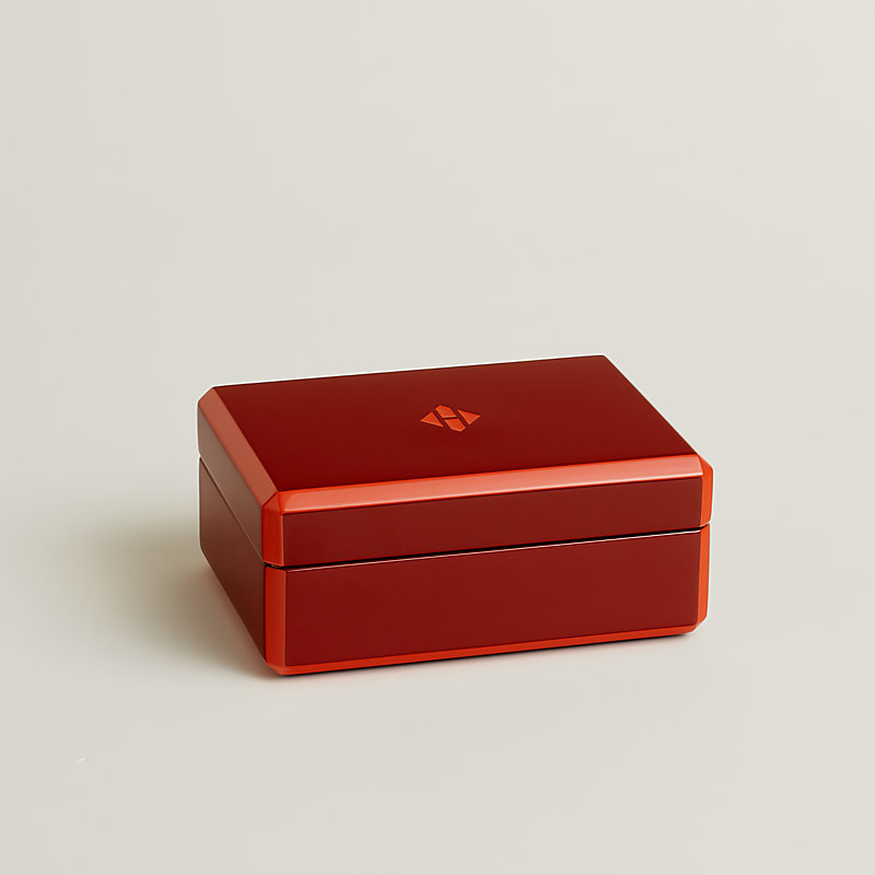 Facettes Cheval Natte bridge card box - Red | Hermès USA